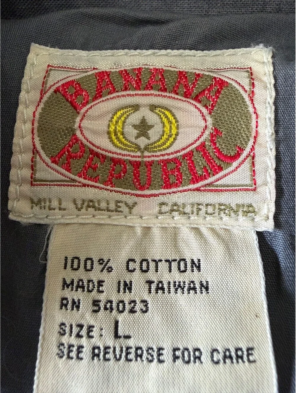 Vintage 80s Banana Republic Safari Bush Vest Hidden Hood Mill Valley Tag L Blue